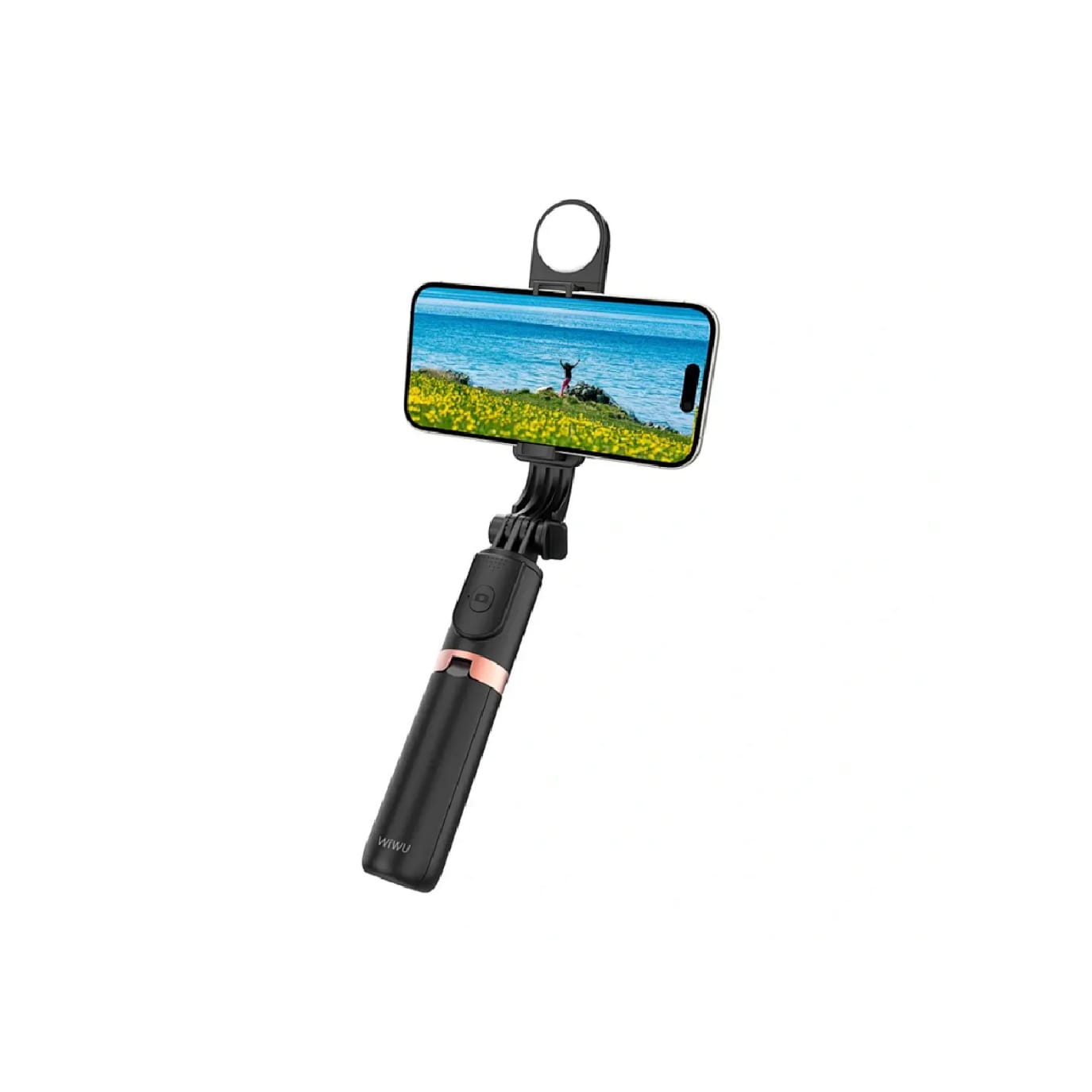 WiWU Wi-SE011 Fill Light Mini Selfie Stick-01 WiWU Wi-SE011 Fill Light Mini Selfie Stick - Image 1